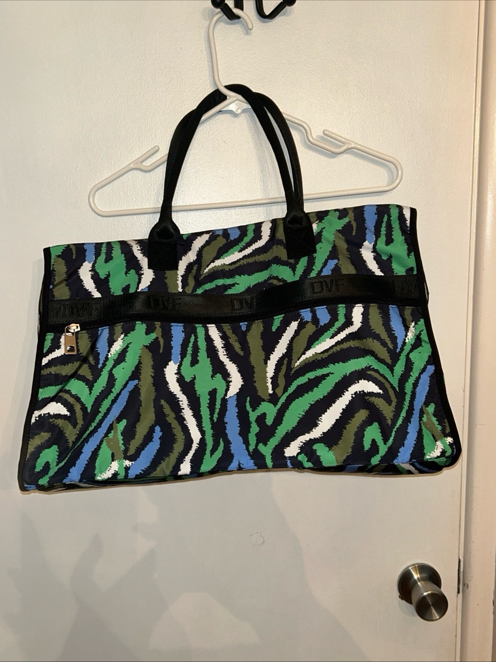 Diane Von Furstenberg Target Disco Zebra Weekender Bag Abstract Animal Print